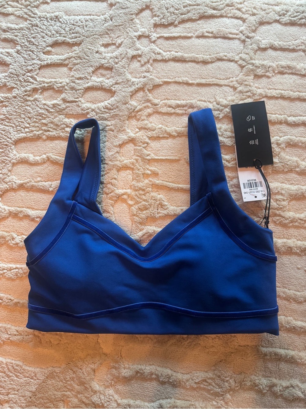 Blue V-Neck Supportive Sports Bra